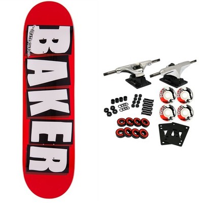 BAKER Skateboard Complete LOGO WHITE 7.56' Raw Trucks White Wheels