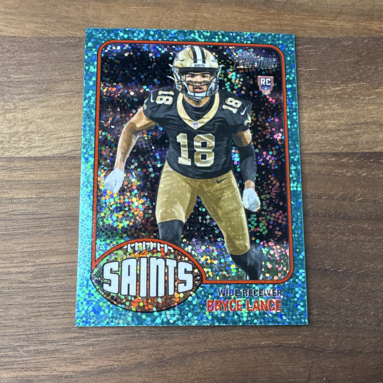 2026 Topps Heritage Football Bryce Lance Blue Sparkle Parallel RC Saints #283