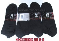 6 / 12 Pairs Mens Extended Size 13-15 Black Cotton Blend No Show Low Cut Socks