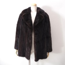 Vintage Real Dark Mink Fur Vison Coat Jacket Women Soft  Thick M