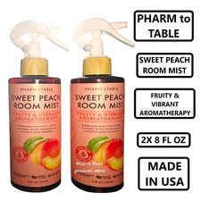 2X Pharm to Table Sweet Peach Room Mist w/ Essential Oils 8 fl oz each