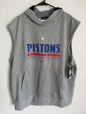 NWT Detroit Pistons Nike Gray Pregame Warmup Sleeveless Hoodie - Men s XL Tall