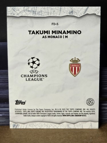 2025 Topps UEFA Club Competitions Takumi Minamino #FD-5 Final Destination - Picture 2 of 2