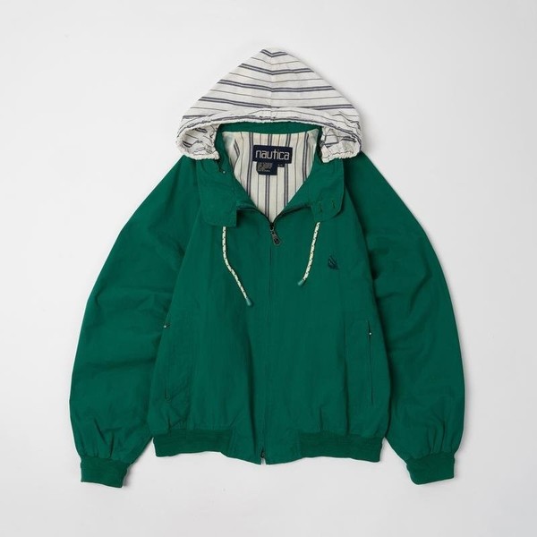 Men Nautica Jacket Green Cotton 40 /L / 48