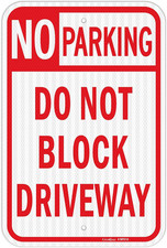 Gicnkeuz Large Do Not Block Driveway Sign, 18X12 Inches No Parking Signs,Reflect