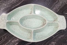 Hoenig of California 1987 Divided Tray, Mint Green, Retro, Stylized Handles