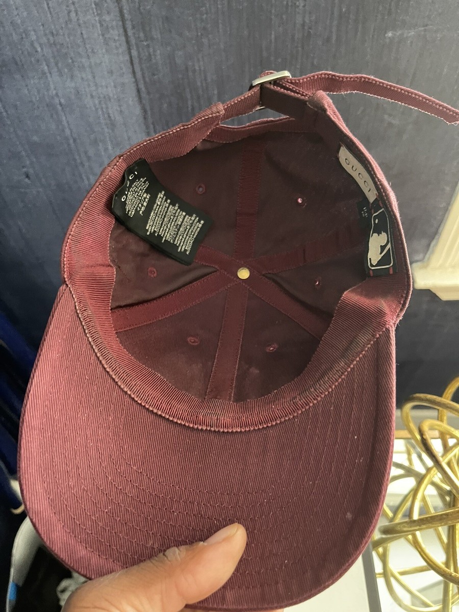 Gucci★素敵!Unisex Burgundy NY Yankee Butterfly Baseball Hat New-BURGUNDY GUCCI NY YANKEES BASEBALL CAP RARE EMBROIDERED