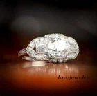 Art Deco Antique Vintage Ring Round Cut 2.75CT Real Moissanite 14K White Gold FN