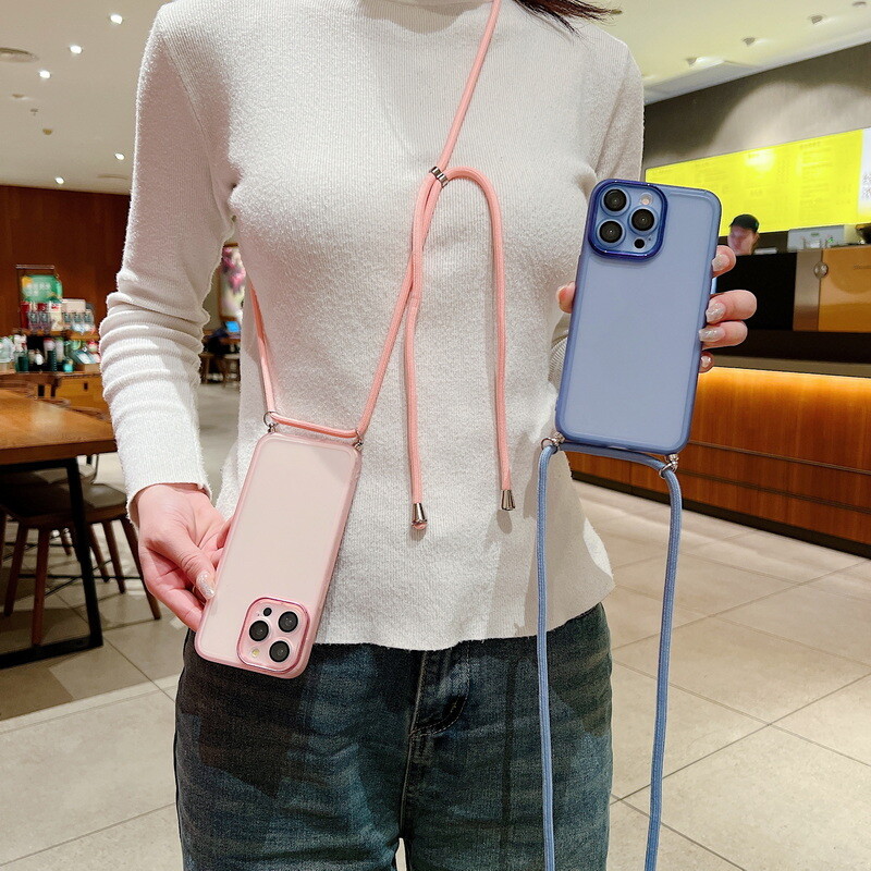 For iPhone 15 Pro Max 14 13 12 11 Shockproof Lanyard Silicone Phone Case Cover