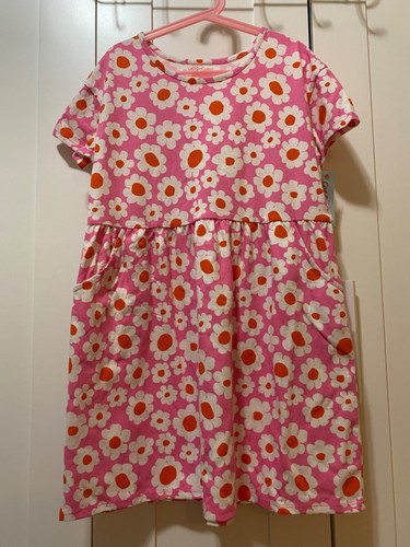 NWT Cat & Jack Girl's Short Sleeve Fit & Flare Dress Size L (10/12) Pink Floral
