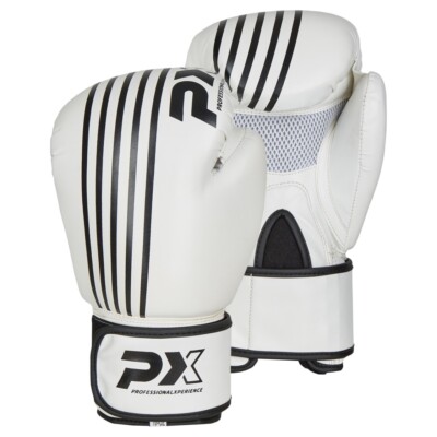 PX Boxhandschuhe SPARRING Kunstleder weiß-schwarz Gepolsterte Trainingshandschuh