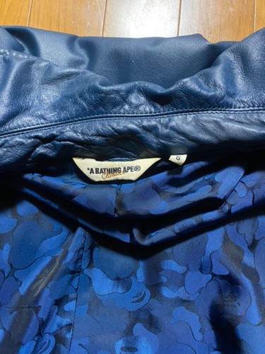 A BATHING APE LEATHER DOWN P-COAT BAPE VAPE NIGO - Picture 2 of 8