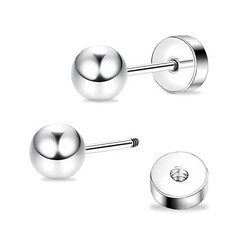 ZDE Women Flat Back Ball Stud Earrings Titanium Hypoallergenic Earrings Stud ...