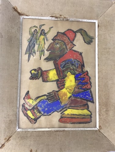 Original Early, Jovan Obican: Family On A Donkey Mixed Media On Paper 2 of 2 VG - Picture 8 of 8