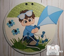 Premade Paper Piecing Set, Boy, KITE, Spring, Boy Playing With a KITE, Outdoor