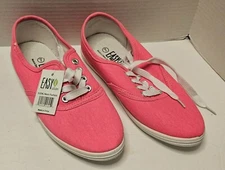 Easy USA S324L Womens Size 7 Pink (Neon Fuschia) Canvas Comfort Shoe NWT