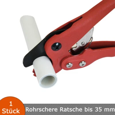 VERLEGEHILFEN Rohrschere mit Ratsche für Kunststoff Alu Verbundrohr Rohrschneider 35 mm