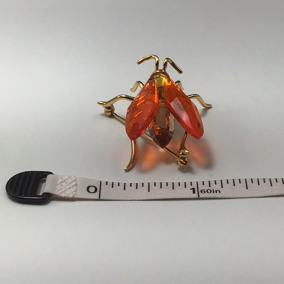 Daniel Swarovski Flying Insect Brooch/Pin Gold Over Sterling