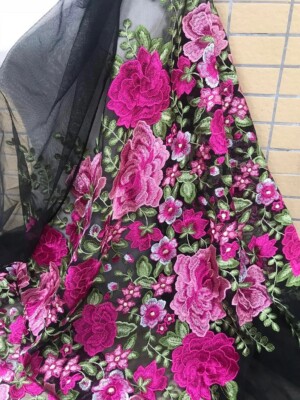By The Yard - Embroidered Floral Mesh Lace Fabric for Wedding, Special Occasion