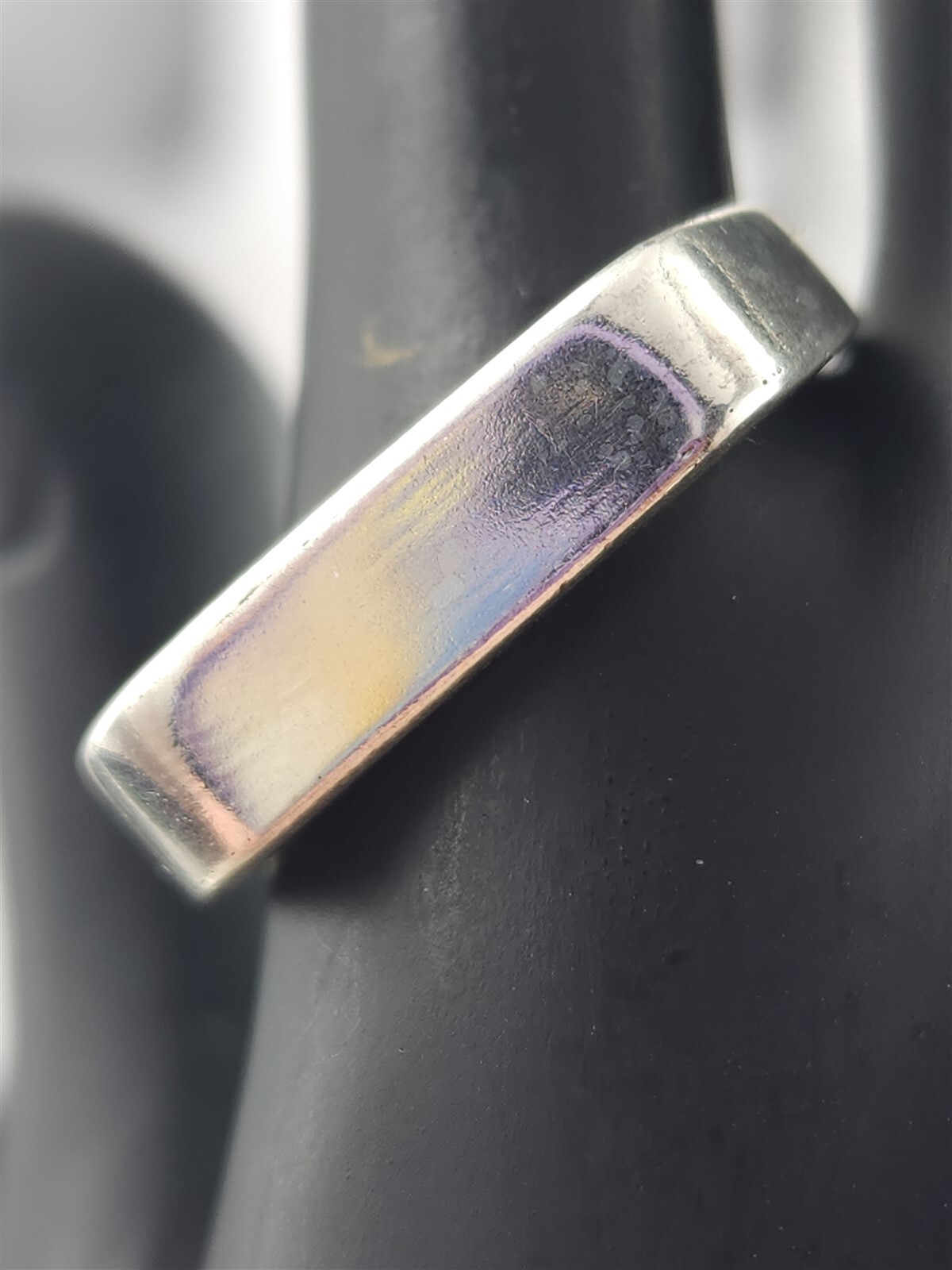 Vintage Solid Sterling Silver Flat Top Ring Size … - image 2