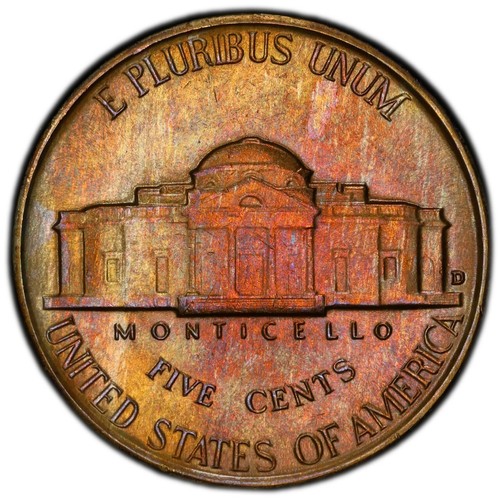 MS65 1950-D 5C Jefferson Nickel, PCGS Trueview- Rainbow Album Toned Key Date - Picture 6 of 6
