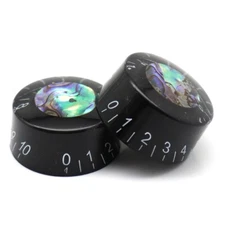 4x Abalone Circle Guitar Knobs Push-in Volume Amplifier Audio Control Knob Black