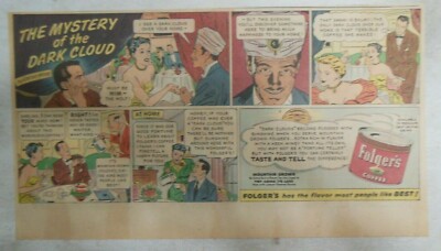 Folger's Coffee Ad: Mystery of the Dark Cloud ! from 1950's Size: 7.5 x 15 Inch