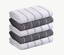 Gray & White Microfiber Dish Towels Super Soft Absorbent Dishcloth Set Of 5