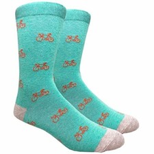 Novelty Fun Crew Print Socks for Dress or Casual Bicycle Teal B009 