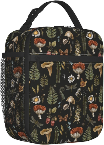 Vintage Mushroom Leaf Forest Insulated Lunch Bags for Men Women Boys Girls Reusa - Picture 2 of 7
