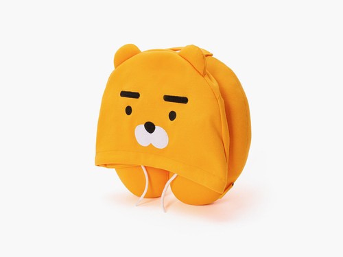 kakao friends ryan travel neck pillow with hood, official goods