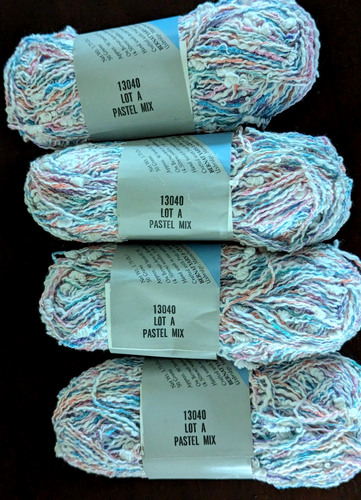 Lot of 4 Bernat Viva Yarn Pastel Mix Multicolor Cotton Blend 50g 1.75 oz 90 yds - Picture 4 of 6
