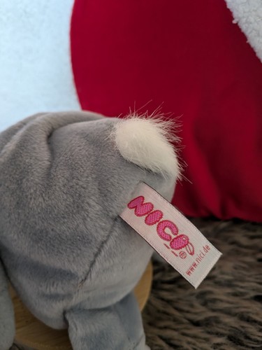 Juguete de peluche suave Nici hipopótamo gris con corazón en el vientre 7" - Imagen 10 de 10