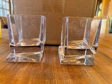 JoyJolt Carre Square Whiskey Glasses 10 Oz Set of 2 Clear Old Fashioned Glasses