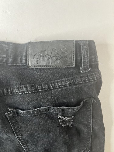 True Luck Mens Black Denim Jeans, size 32x32 Stretch Straight Leg - Picture 21 of 23