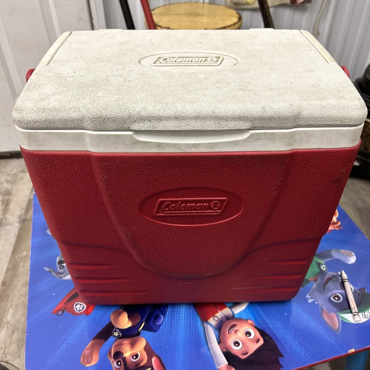 Vintage Coleman Cooler Model 6216 6215 Red and White 18 Cans 16 Quart Red White