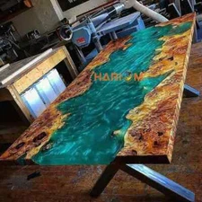 Green Solid Epoxy Resin Table Top Living Room Furniture Kitchen Accessories Deco