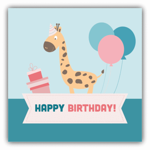 Happy Birthday Giraffe Neddy Car Bumper Sticker Decal 5" x 5" - Picture 1 of 1
