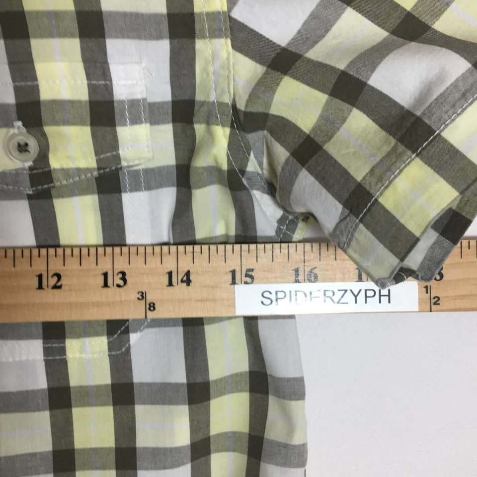 Faded Glory Shirt Boy's Medium (8) Yellow Short Sleeve Plaid Button Up - Image 3 of 4