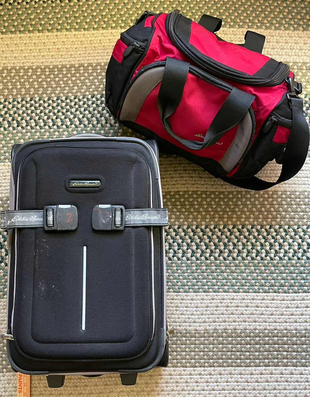Vintage Eddie Bauer 20" Skyway Suitcase & Red/Black Duffle Gym Bag