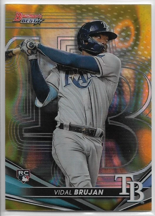 2022 Bowman's Best Vidal Brujan #55 Rookie Gold Lava Refractor #'d /75 Rays