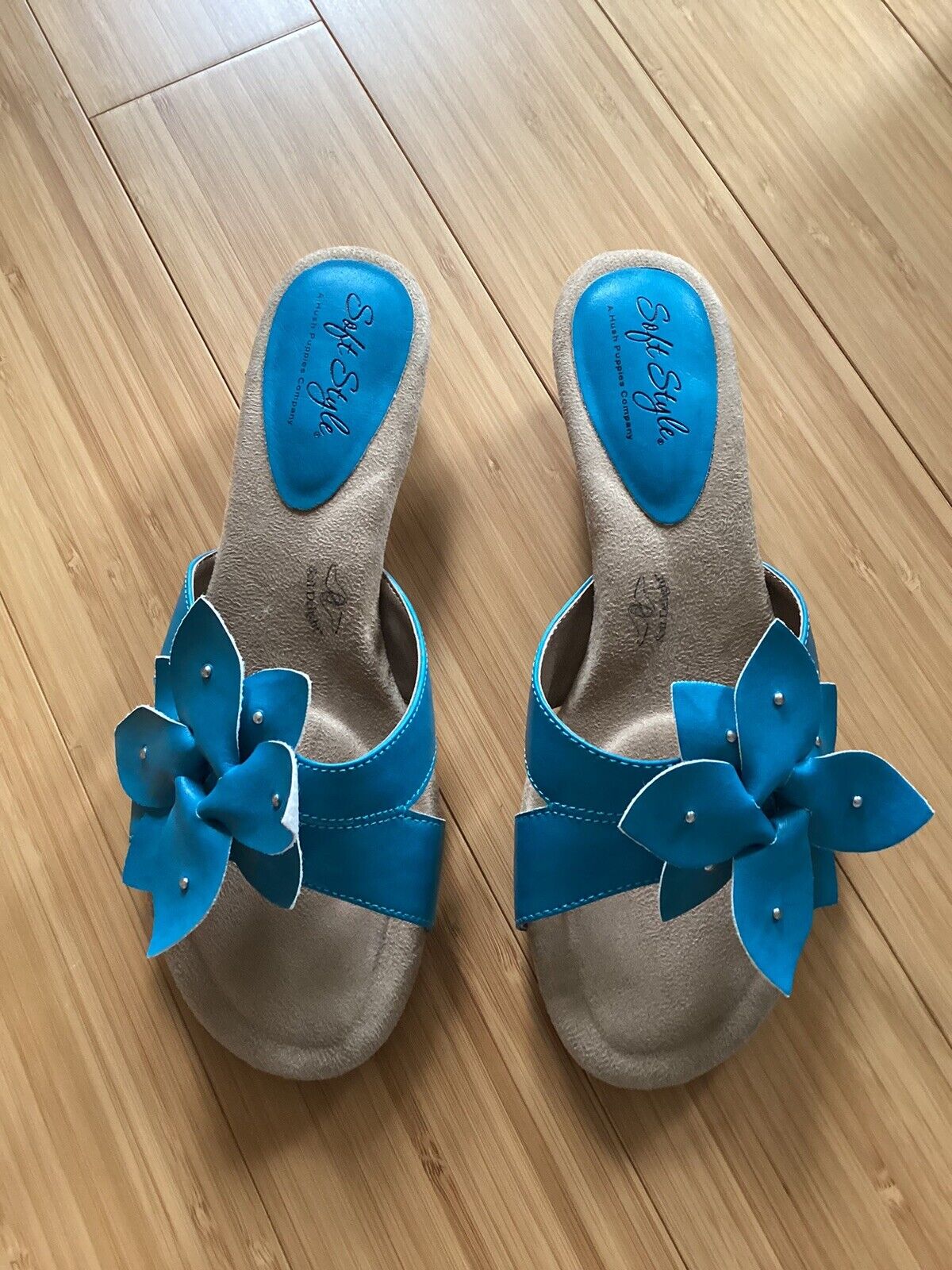 Soft Style By Hush Puppies Women Sandals Turquoise Size 6.5 M Open Toe