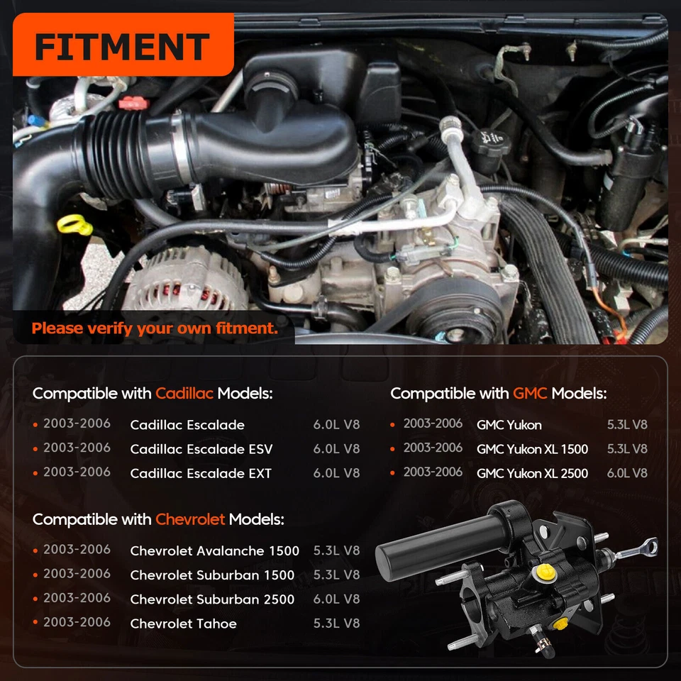 52-7370 Hydro-Boost Hydraulic Power Brake Booster for Cadillac Escalade Chevy - Image 2 of 4