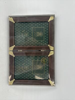 Vintage PAIR of ELYSEES LOUI MICHEL CIE Leather Hand Crafted Photo Frames 5x7''