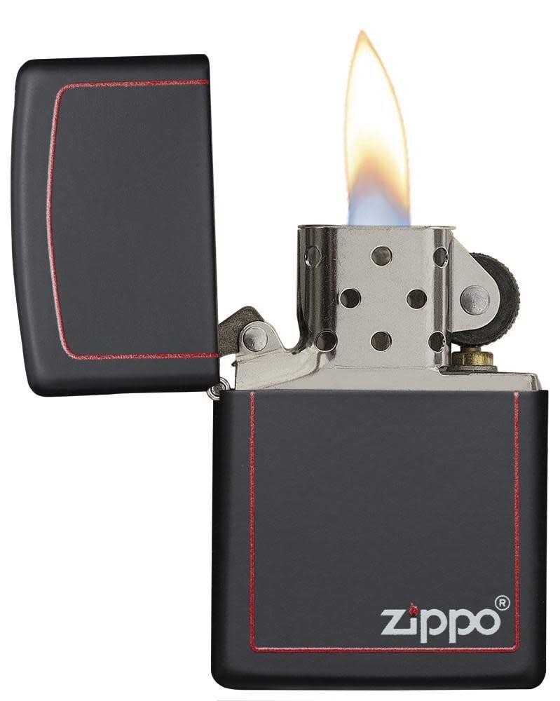 Zippo 218ZB, Classic Black Matte Lighter With Red Border , Zippo