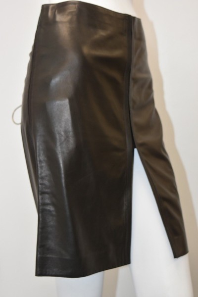 $1595 New By Tom Ford for GUCCI Black LAMBSKIN Leather Pencil Skirt RARE 42