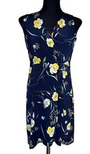 Hail3y:23 Womens Dress Sz Large Navy Floral Sleeveless V-Neck Faux Wrap