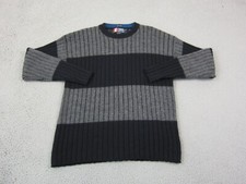 Vintage Ralph Lauren Sweater Adult Medium M Black Gray Striped Wool Mens Chaps