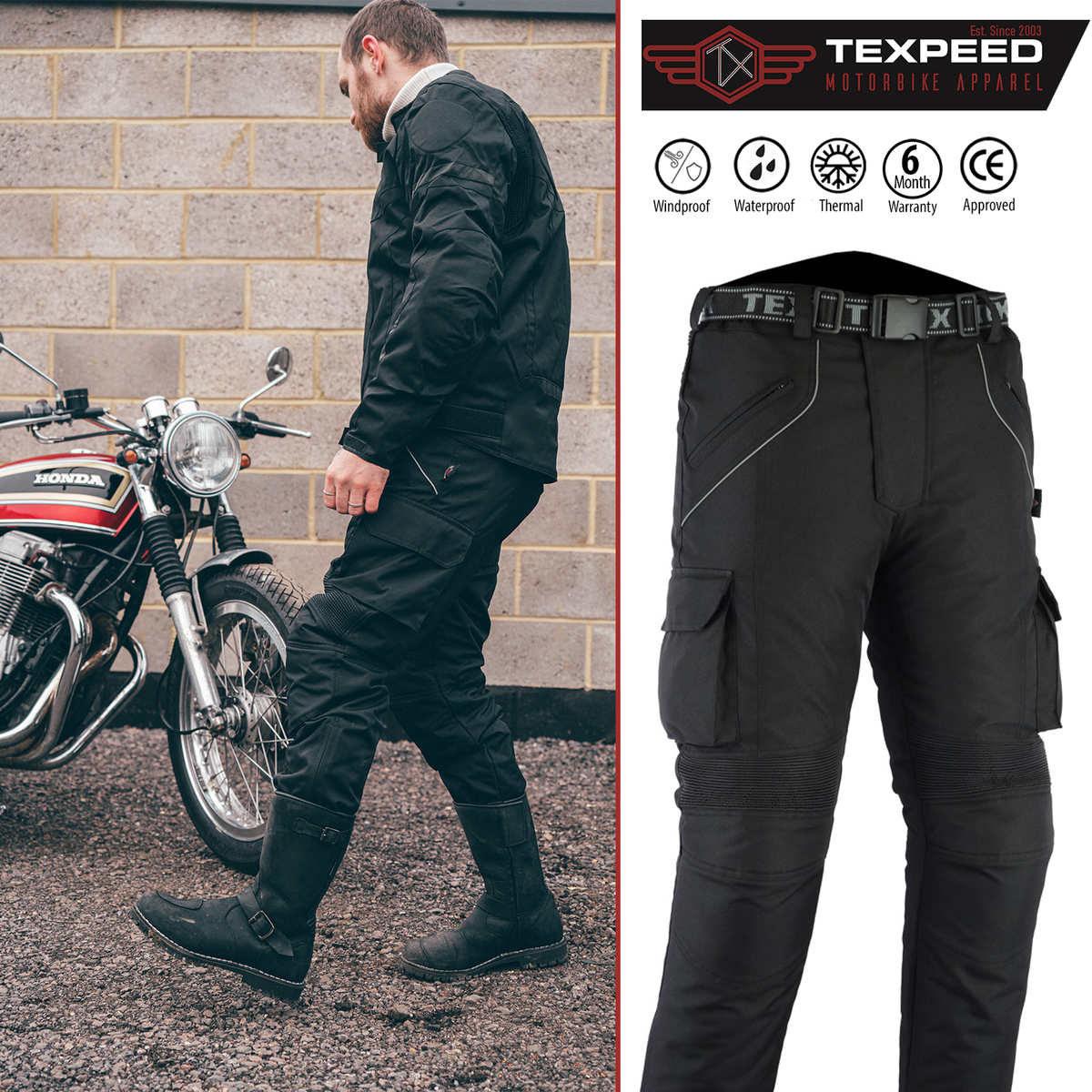 Moto Pantalones Impermeable Cordura Con Armadura Ce Protección