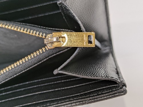 Saint Laurent Wallet Purse YSL Leather V stitch Black Gold Authentic - Picture 19 of 19